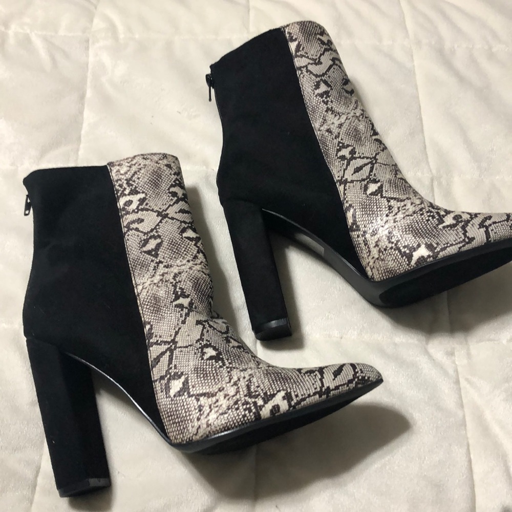 Lulus Snake Print & Faux Suede Boots